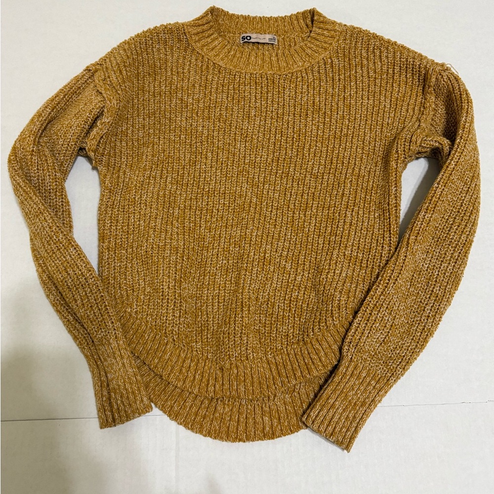 SO Golden Mustard Ribbed Crewneck Sweater